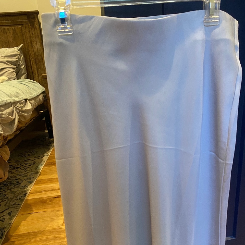 Satin silver midi skirt
